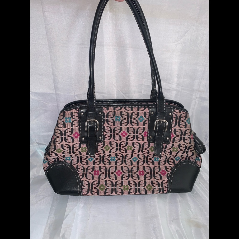 Fossil Purse EUC Pink Flowers Butterfly Style